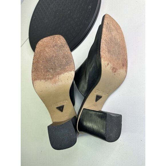 VTG Guess Chunky Mule Loafers Black Open Square Toe Y2K 90s Sandals Sz 7.5 M - Picture 7 of 10